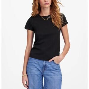 Madewell Essential Slim Tee Womens M Black Lightweight Cotton Crewneck Pullover